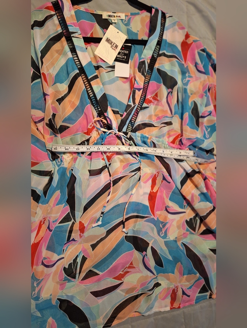 Miken Floral Kimono Swim Cover-Up Dress | Vibrant Print - Picture 5 of 6